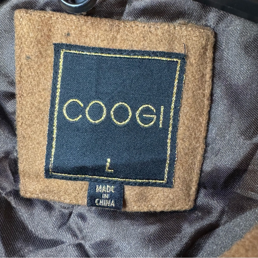 Coogi Womens Peacoat Size Large Tan Brown Button & Zip Down Warm Cozy - Picture 8 of 12